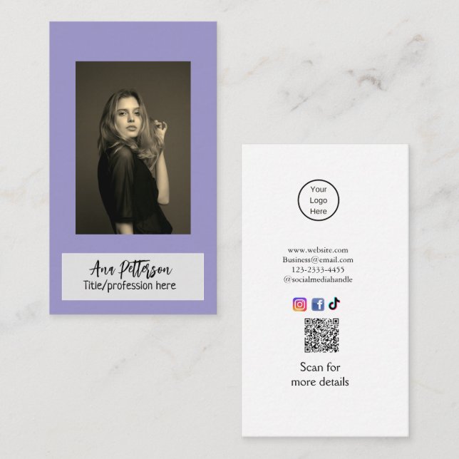 E-post för professionell-fotot QR-webbplats social Visitkort (Fram/baksida)