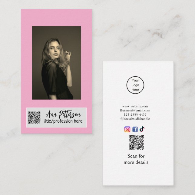 E-post för professionell-fotot QR-webbplats social Visitkort (Fram/baksida)