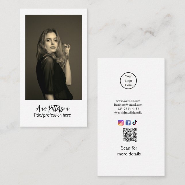 E-post för professionell-fotot QR-webbplats social Visitkort (Fram/baksida)
