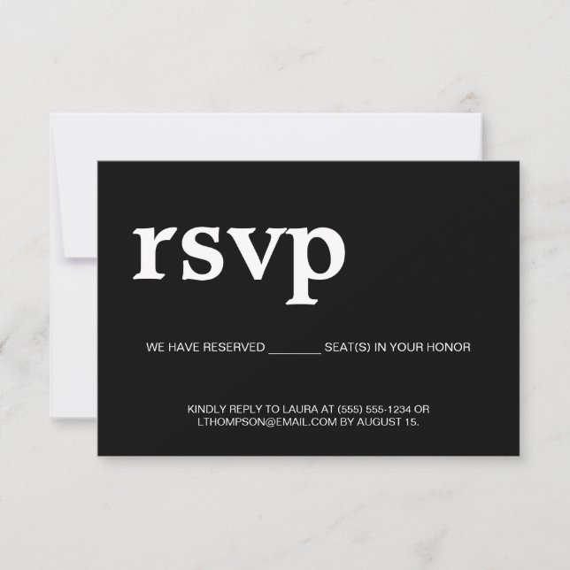 E-post RSVP Reserverad plats Vit på svart OSA Kort (Framsida)