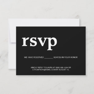 E-post RSVP Reserverad plats Vit på svart OSA Kort