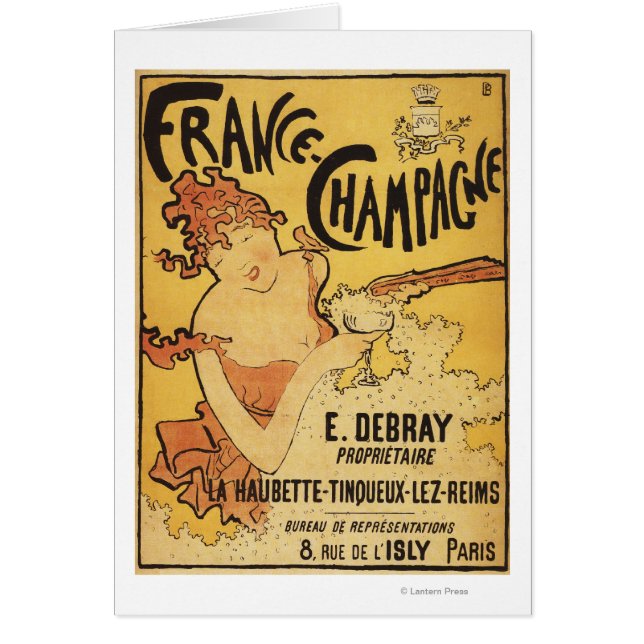 E. Poster av reklamen för Debray Champagne Hälsningskort (Framsidan)