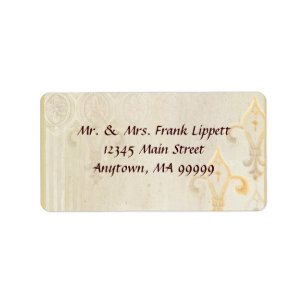 E-postetiketter - Fleur di Lys Damask 2 Cream Adressetikett