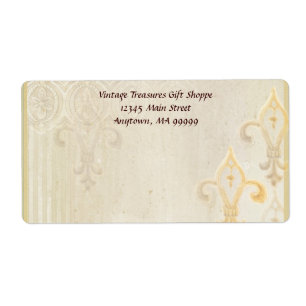 E-postetiketter - Fleur di Lys Damask 2 Cream Fraktsedel