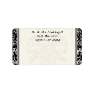 E-postetiketter - Fleur di Lys Damask - Black Adressetikett