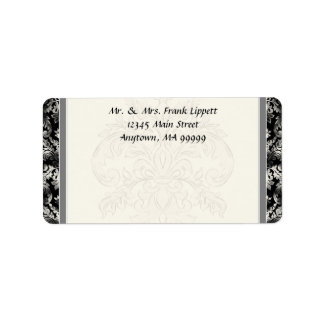 E-postetiketter - Fleur di Lys Damask - Black Adressetikett