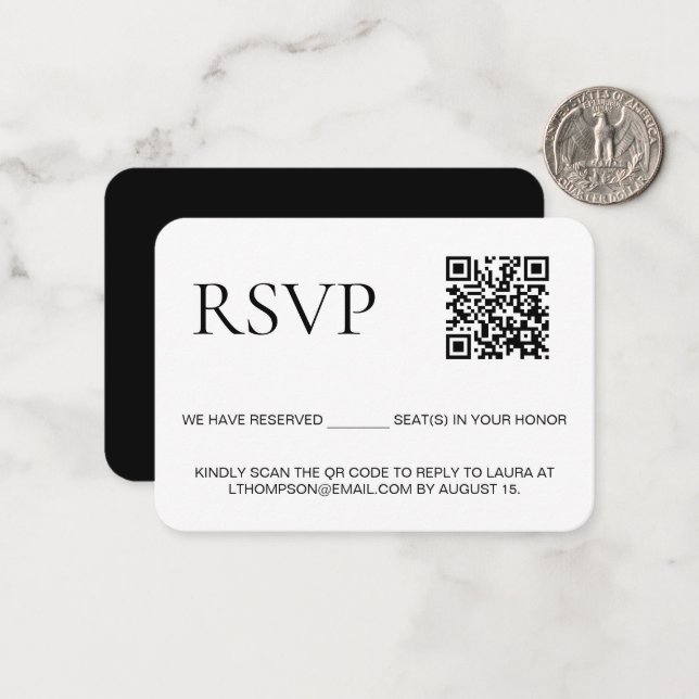 E-postsvar på Anpassningsbar av händelse QR-kod Anteckningskort (Fram/Back In Situ)