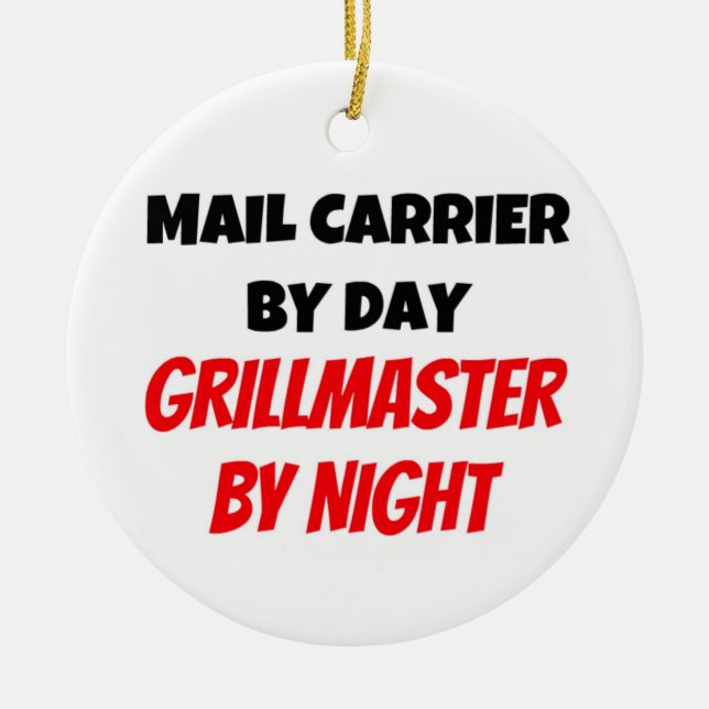 E-posttransportör efter dagggrillmaster per natt julgransprydnad keramik (Framsidan)