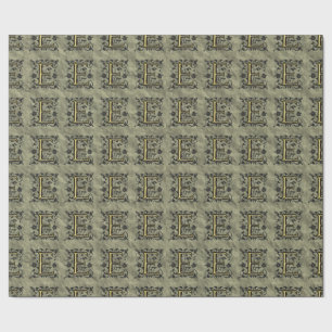 E - Präglad vintageMonogram (guld) Presentpapper