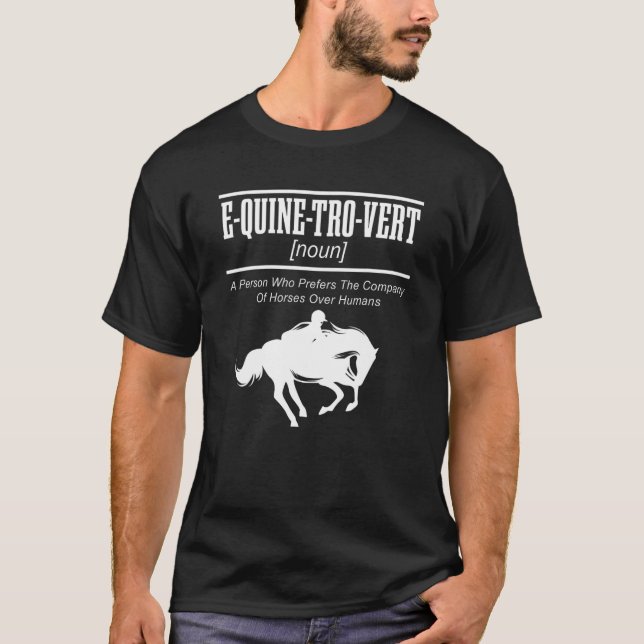 E QUINE TRO VERT Equestrian  Horse T Shirt (Framsida)