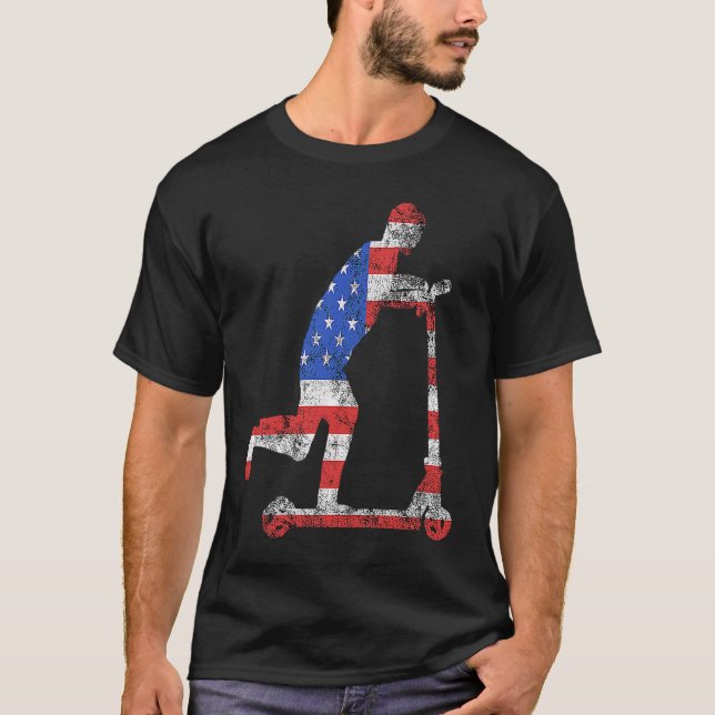 E Scooter USA American Electric Scooter Driver Sco T Shirt (Framsida)
