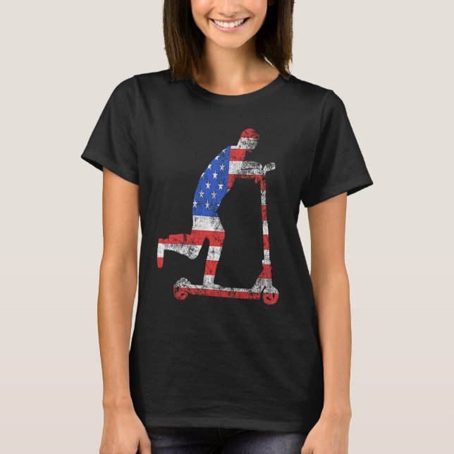 E Scooter USA American Electric Scooter Driver Sco T Shirt (Framsida)