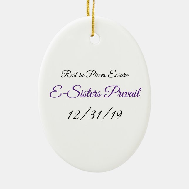 E-Sisters Preval för ovala prydnadsämnen, ASHES-lo Julgransprydnad Keramik (Baksidan)