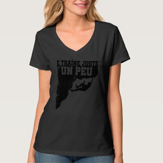 E Traine Juste Un Peu d'skalade Bouldering T Shirt (Framsida)