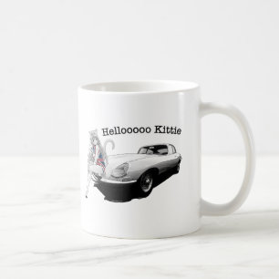 E-typ Jag med den varma kattflickan Kaffemugg