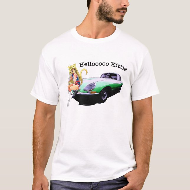 E-typ Jag med den varma kattflickan Tröja (Framsida)