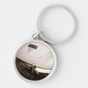 E-Typ jaguar Rund Silverfärgad Nyckelring