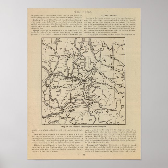 E Washington Idaho-regionen Poster (Framsidan)