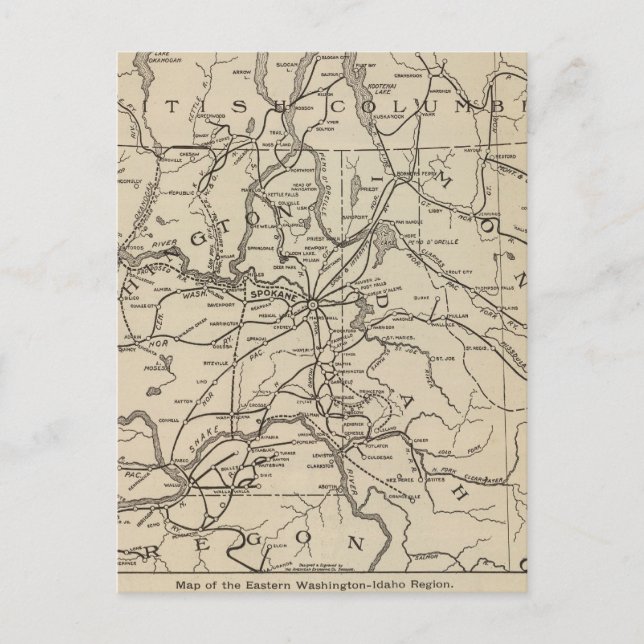 E Washington Idaho-regionen Vykort (Framsida)