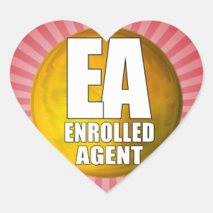 EA LOGOTYP ENROLLED AGENT HJÄRTFORMAT KLISTERMÄRKE