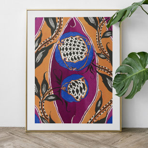 EA Séguy botaniskt blomtryck poster