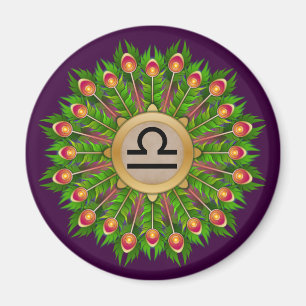 Eacock Feather WAN Zodiac Sign Libra Magnet