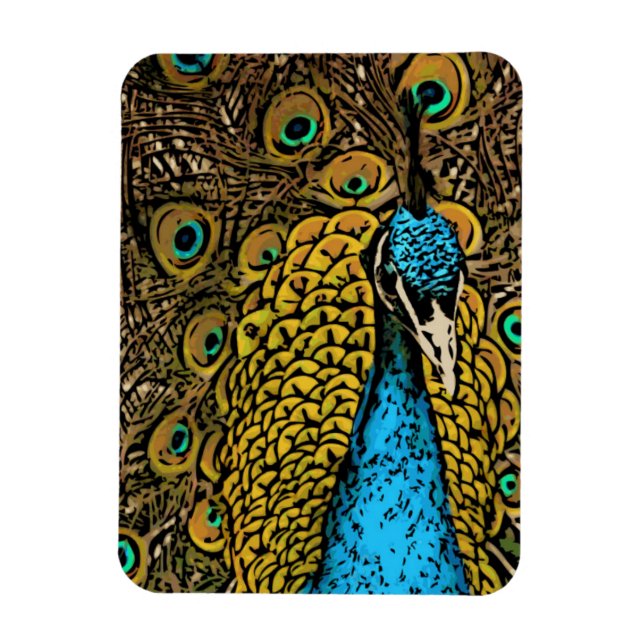 Eacock Splendor Illustration Magnet (Vertikal)