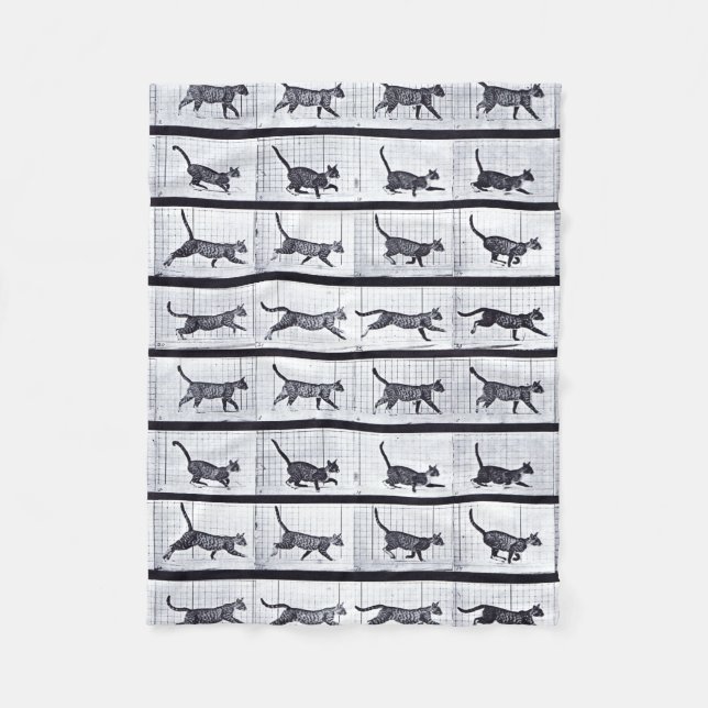 EADWEARD MUYBRIDGE: Katt som går - Fleecy filt (Framsidan)
