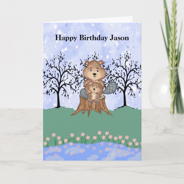 Eager Beaver Birthday for Son Kort (Framsida)