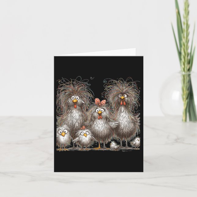 Eagerlys Colorful Funny Chicken Art, Crazy Chicken Kort (Framsida)