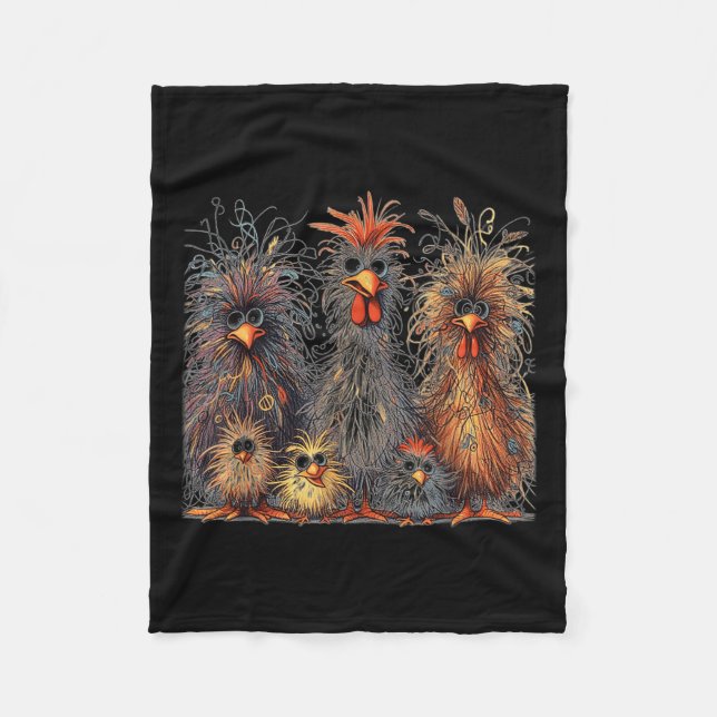 Eagerlys Colorful Funny Chicken Art Fleecefilt (Framsidan)