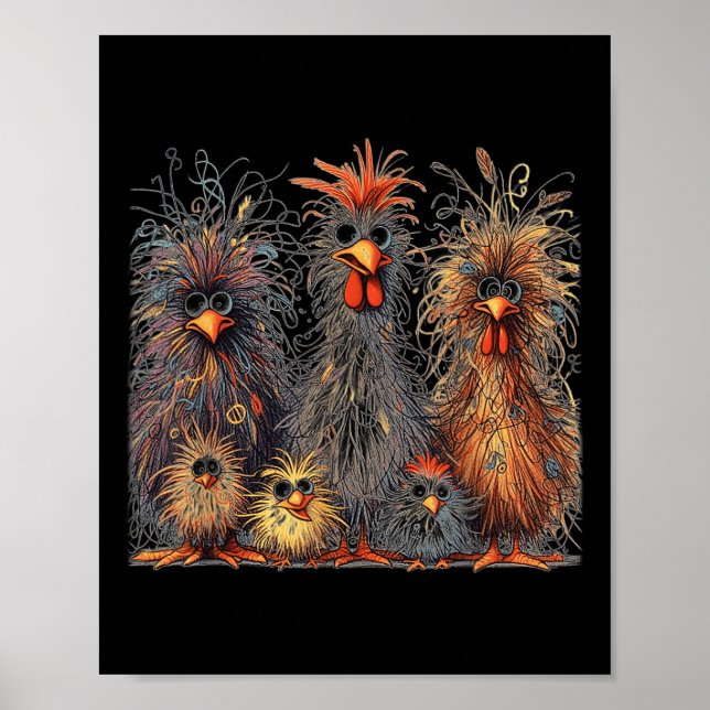 Eagerlys Colorful Funny Chicken Art Poster (Framsidan)