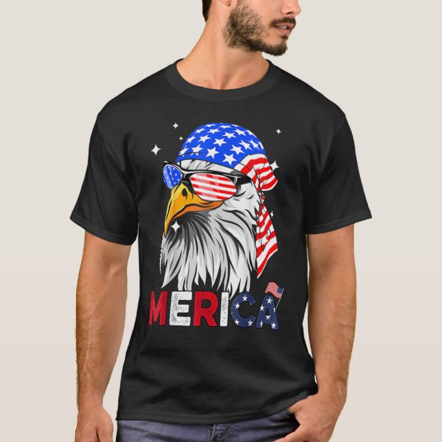 Eagle American Flag 4th of July Merica Men Woman U T Shirt (Framsida)