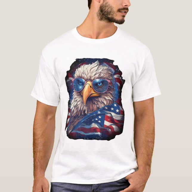 Eagle American Flag T Shirt (Framsida)