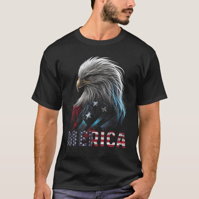 Eagle American Flag USA Flag Mullet Eagle 4th of J T Shirt (Framsida)