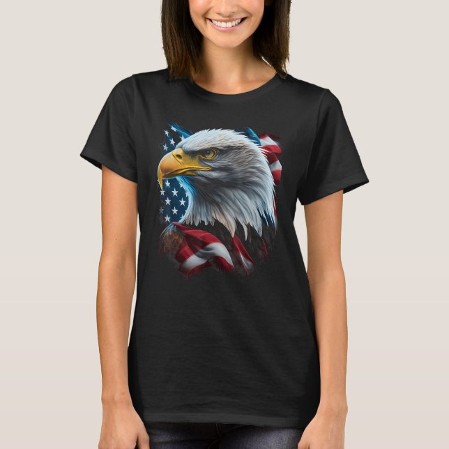 Eagle American Flagga Graphic för manar Women Boys T Shirt (Framsida)