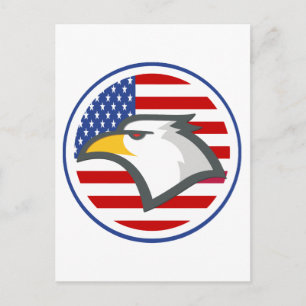 Eagle American Flagga Vykort