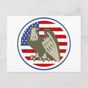 Eagle American Flagga Vykort