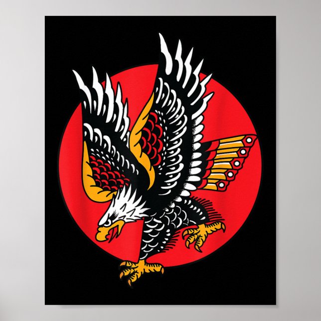 Eagle American Traditional Tatto Bläck Old school  Poster (Framsidan)