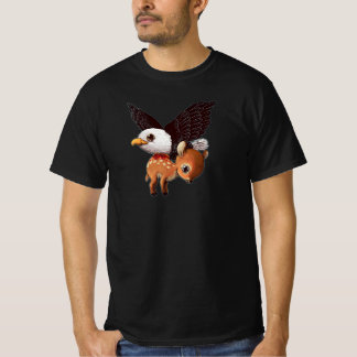 Eagle and Fawn Whimsical Wildlife Art Print T Shirt