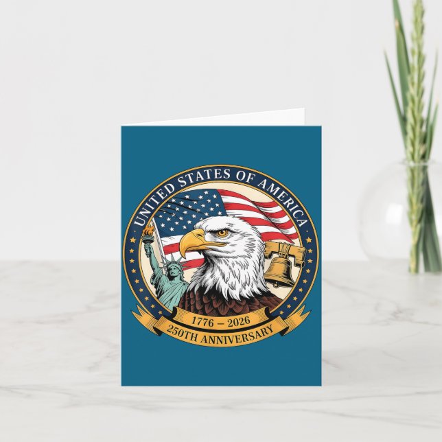 Eagle And Flag 1776-2026 250th Birthday America  Kort (Framsida)
