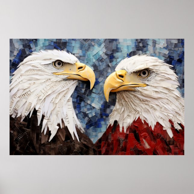 Eagle Animal Bird Art Decor Paint Mosaic Poster (Framsidan)
