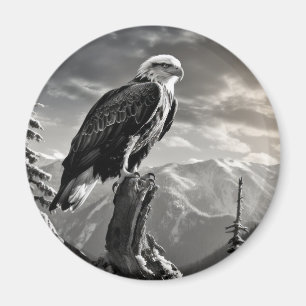 Eagle Animal Bird Vild Nature Bläck Sketch Stil Magnet