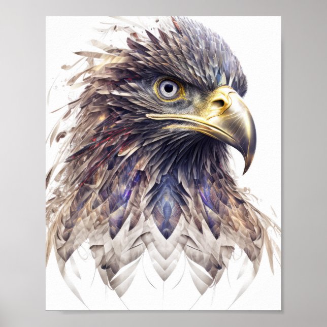 Eagle Animal Porträtt Nature Wildlife Painting Poster (Framsidan)