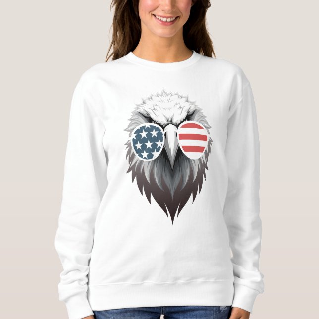 Eagle Art med amerikanska Flagga Sunglass T Shirt (Framsida)