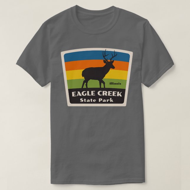 Eagle Bäck State Park Illinois Roaming Hjort T Shirt (Design framsida)