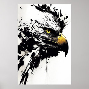 Eagle Bald Vild Natature Free Spirit Art Push Pain Poster