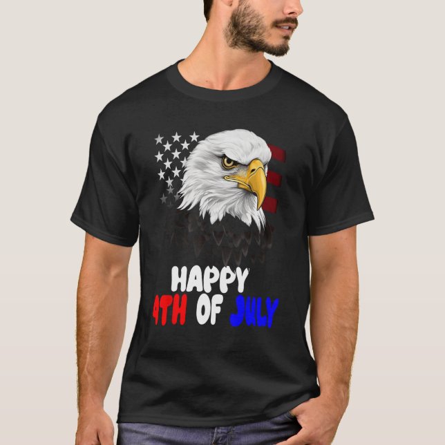 Eagle Bird 4:e juli Amerikanska Flagga Veterans Me T Shirt (Framsida)