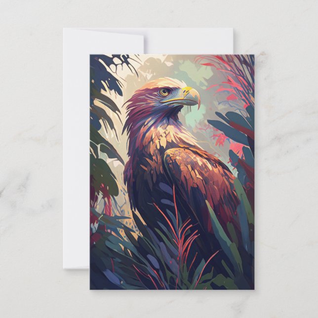 Eagle Bird Animal Porträtt Painting Wildlife Free Tack Kort (Framsida)