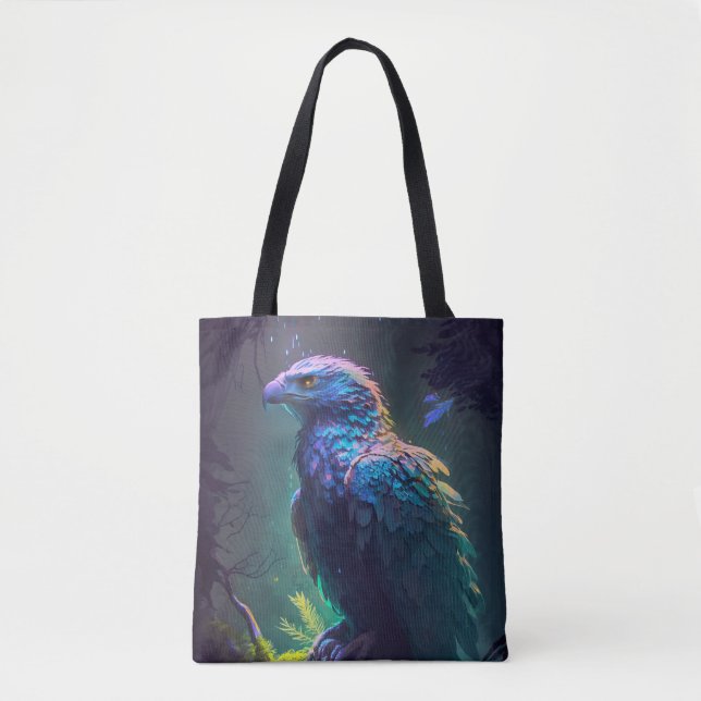 Eagle Bird Animal Porträtt Painting Wildlife Tygkasse (Framsida)